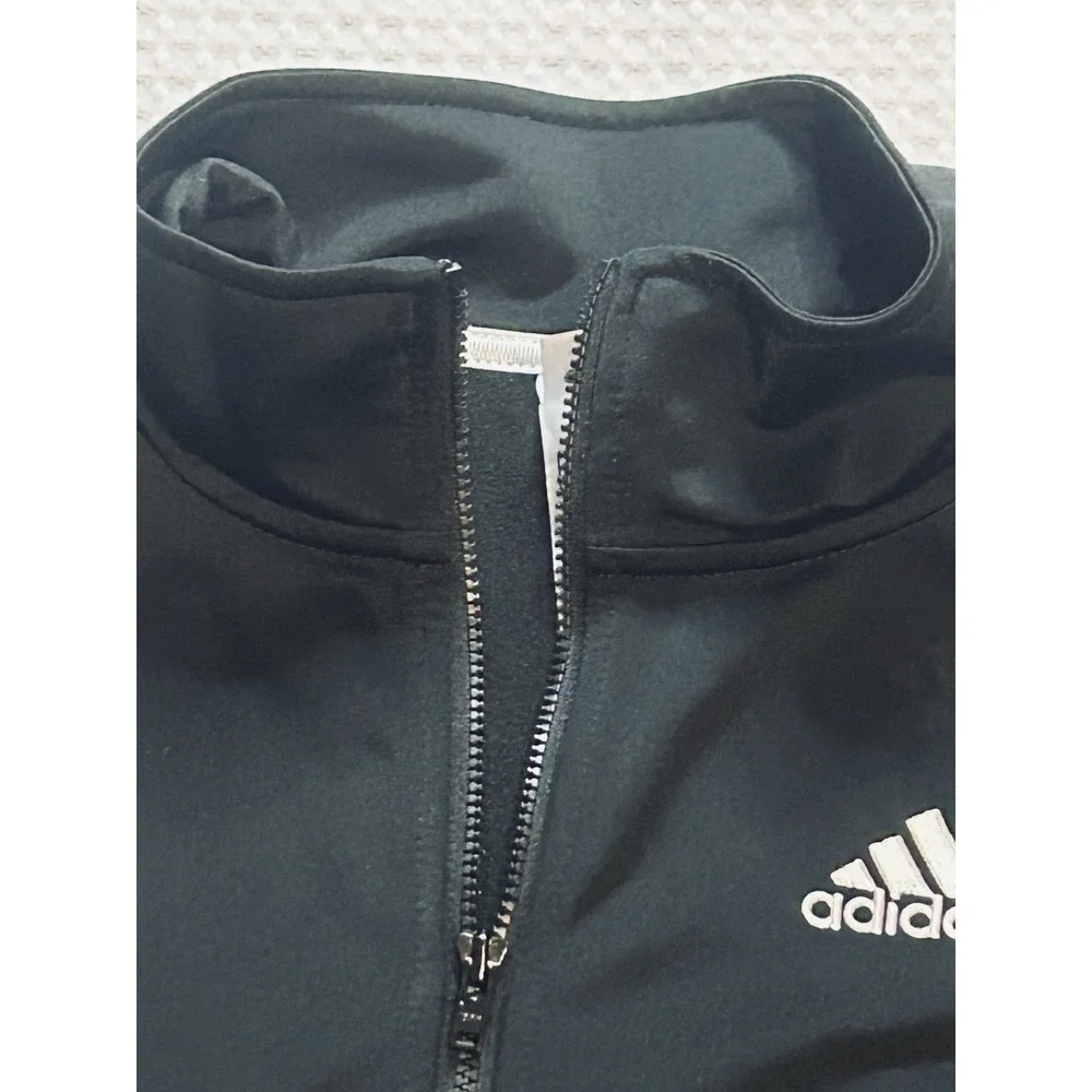 Adidas Track Jacket Youth 10/12 Black & White Stripes - Zip Up - Athletic Jacket